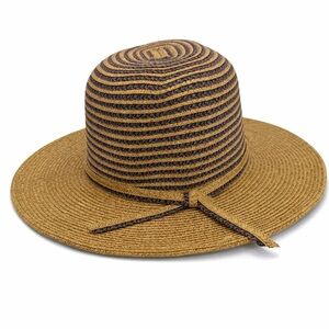 Straw Studios Chic Wide-Brim Straw Sun Hat Woven Summer Beach-Vacation Accessory